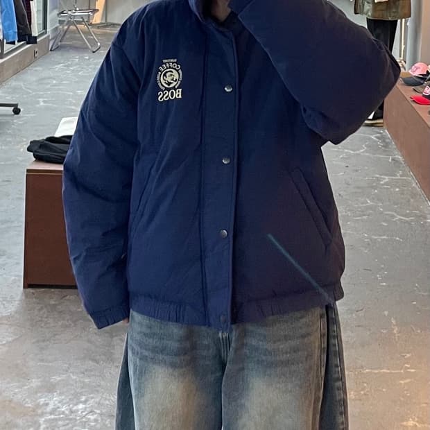 산토리 보스 커피 네이비 다운 패딩 H1605