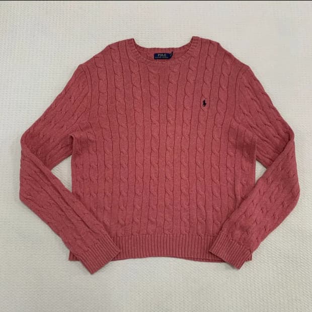 폴로 랄프로렌 케이블 니트 핑크 XL