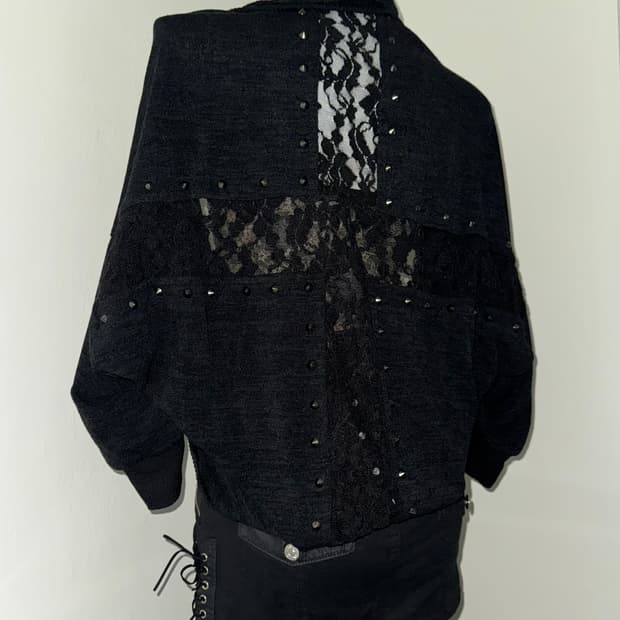 Cross Stone See-Through Long Bolero Card