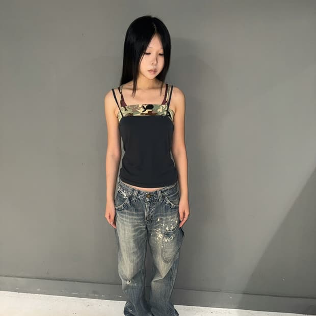Camo pattern x-strap point sleeveless