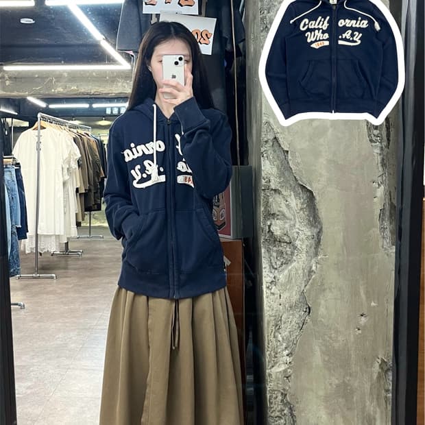 후아유 기모 후드집업 네이비 L #csz4040