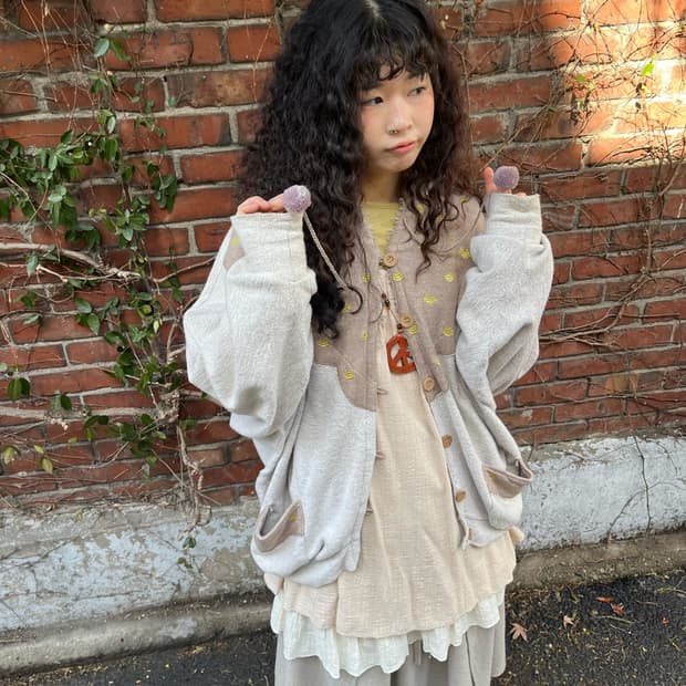 scolar 오트밀 라떼 가오리 핏 후드 가디건