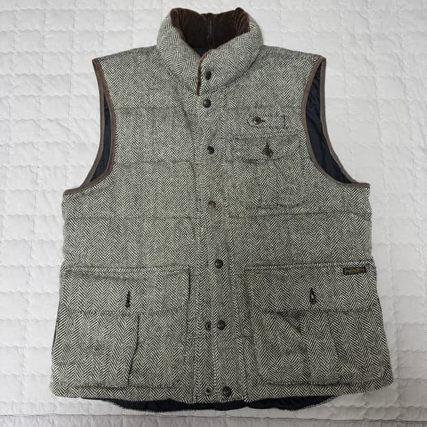 폴로 랄프로렌 울 알파카 헤링본 트위드 다운 베스트 L