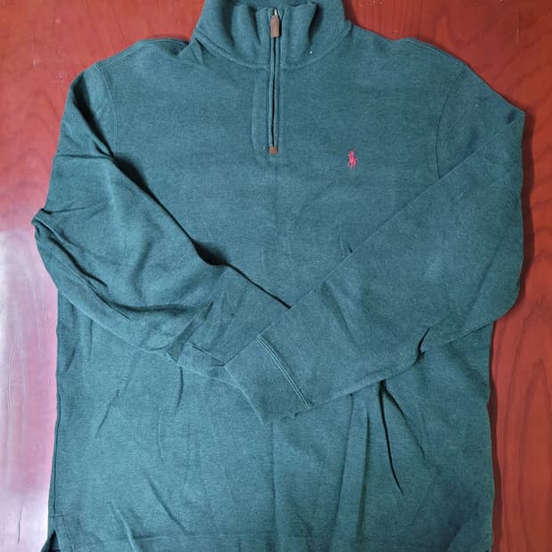 폴로 랄프로렌 그린 반집업 니트