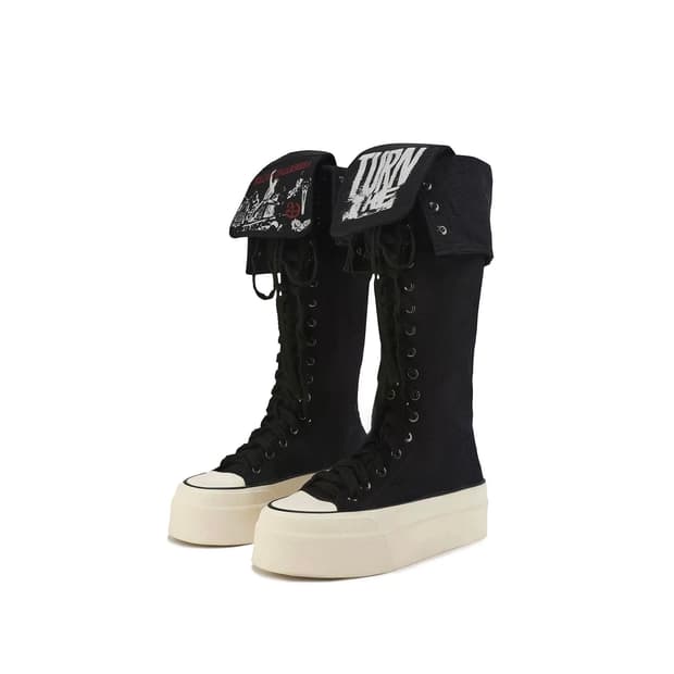 턴 더블패치 플랫폼 롱부츠