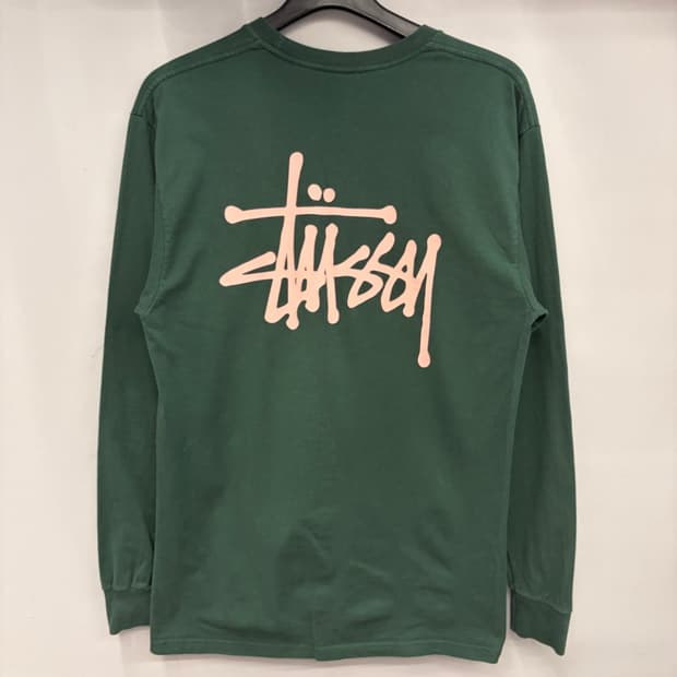 스투시 베이직 빅 로고 그린 롱슬리브 M