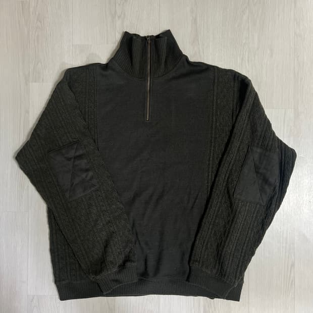 아워셀브스 파인 울 니트 하프집업 올리브 3사이즈