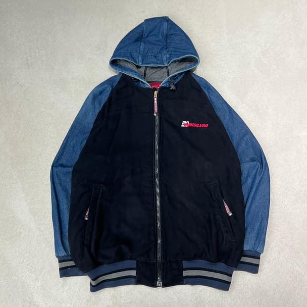 퀵실버 로고자수 후드집업 s09619