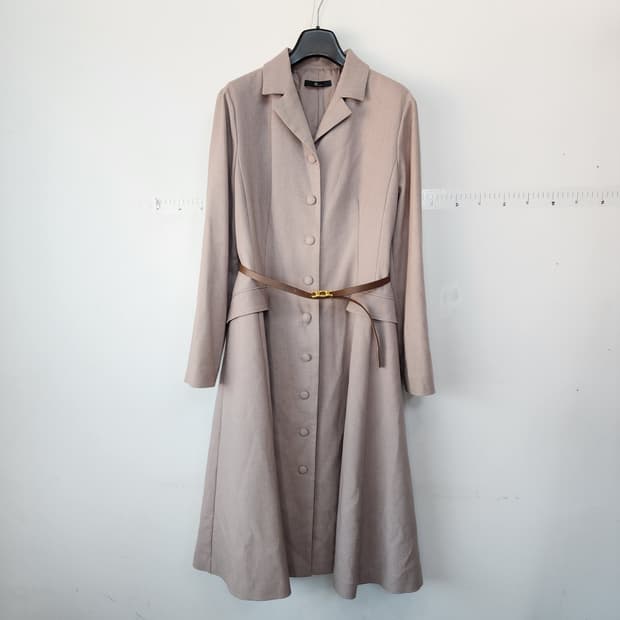 KL 린 베이지 롱 원피스 벨트 세트