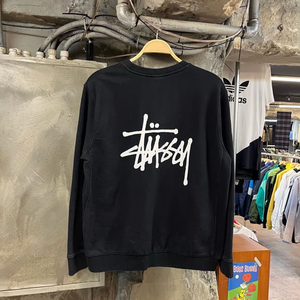 스투시 베이직 로고 맨투맨 블랙 XL #csz2726 