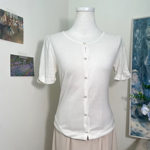 ivory sleeve bow lovely half cardigan