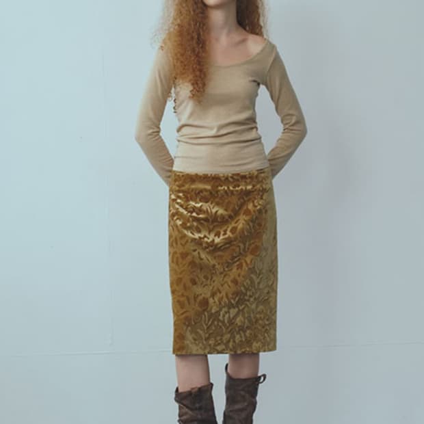 리포스 자카드 벨벳 스커트