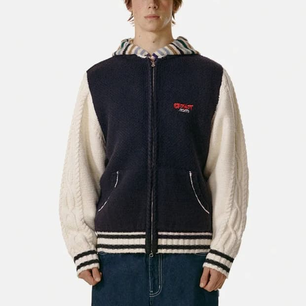 테켓 T.R.G 니트 집업 가디건 네이비