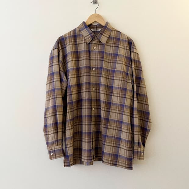AURALEE 18AW 오라리 슈퍼라이트울 체크 셔츠 