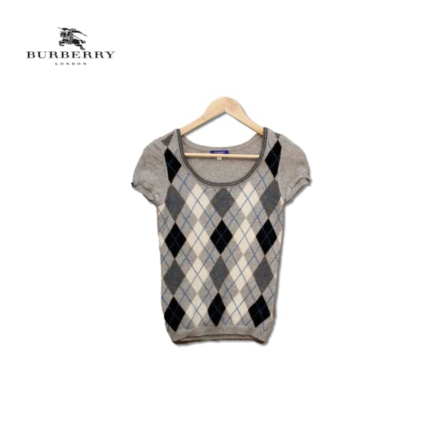 버버리 아가일 패턴 니트 반팔