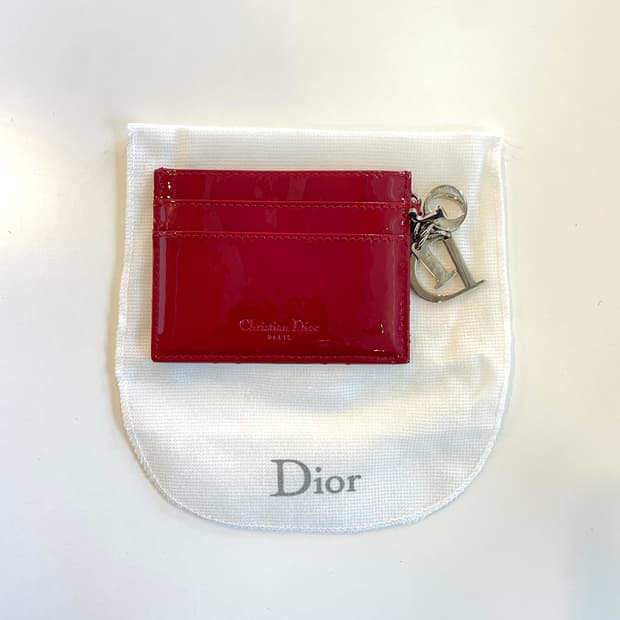 디올 레드 페이던트 카드지갑 