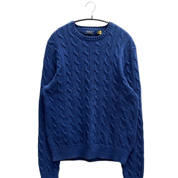 폴로 랄프로렌 케이블 꽈배기 니트 블루