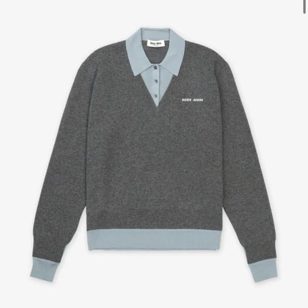 [40] 미우미우 miumiu 캐시미어 울 로고 폴로 니트 자켓 집업