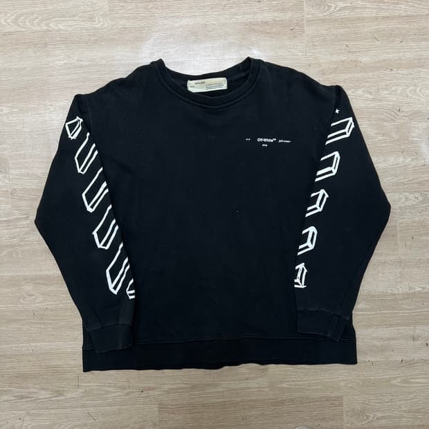 오프화이트 시그니처 디아그 애로우 패턴 프린팅 맨투맨 [블랙] L/100