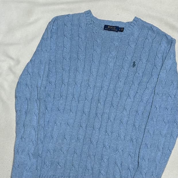 S 폴로랄프로렌 스카이블루 케이블 니트