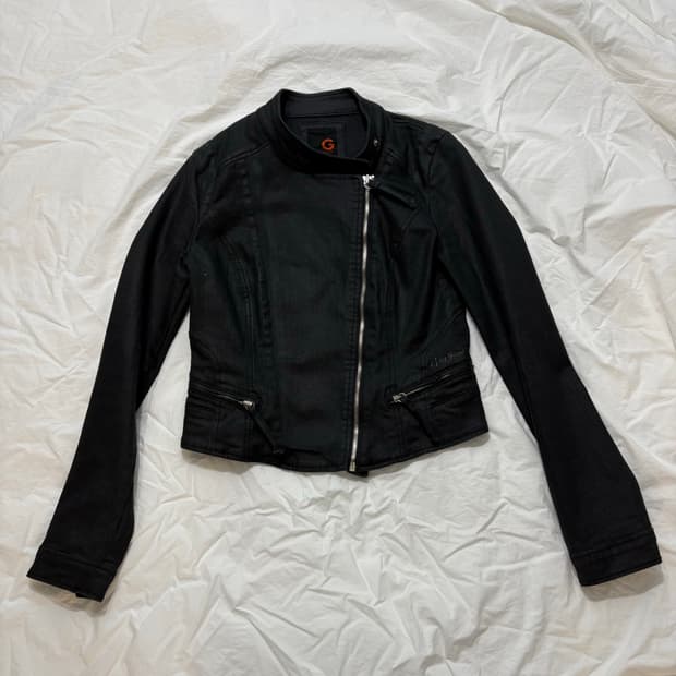 guess 블랙 사선 빈티지 자켓