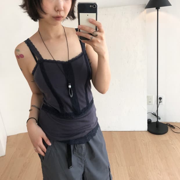 vintage lace trim camisole top