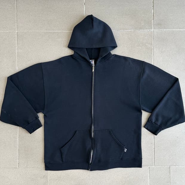 빈티지 러셀 후드집업 블랙 L