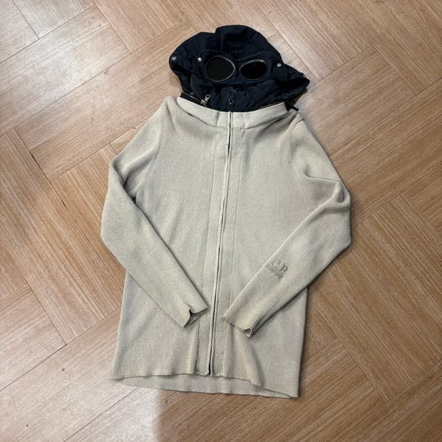 씨피컴퍼니 오트밀 니트 고글 후디 자켓