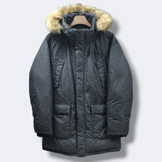 [XL] 컬럼비아 그레이 후드 헤비 덕 다운 야상 패딩