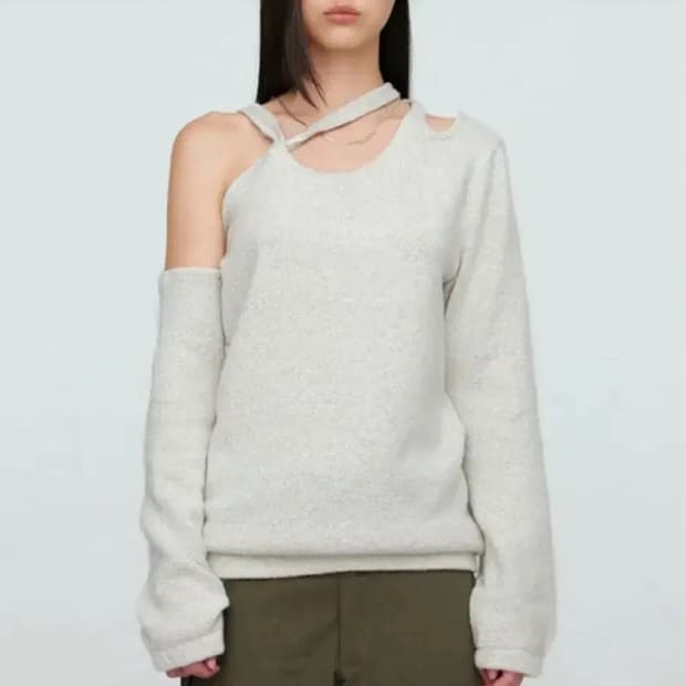 NACHE ONE SHOULDER BRAID KNIT 나체 니트 크림