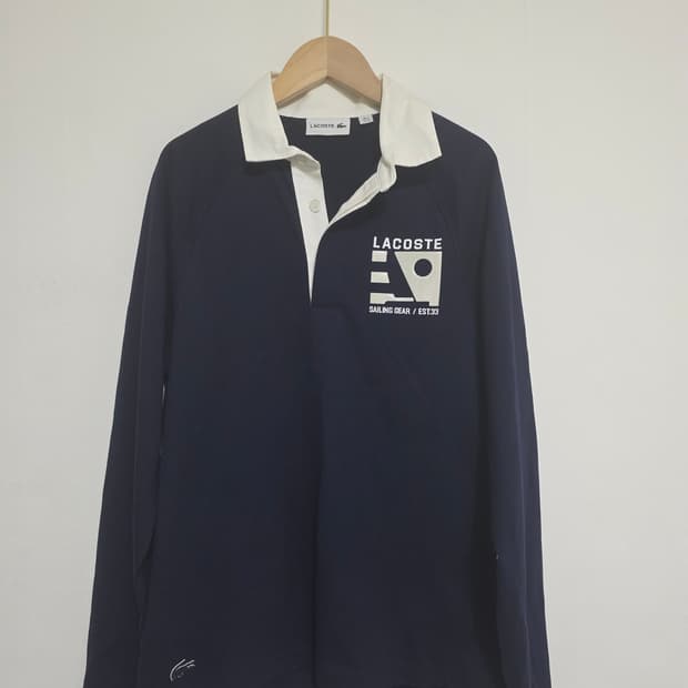 라코스테 Lacoste 세일링 기어 긴팔 폴로 셔츠 네이비 XS (유니섹