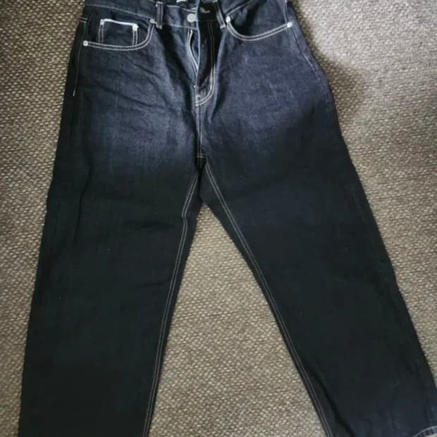 무신사스탠다드 셀비지 와이드 데님팬츠 딥인디고 31 새상품