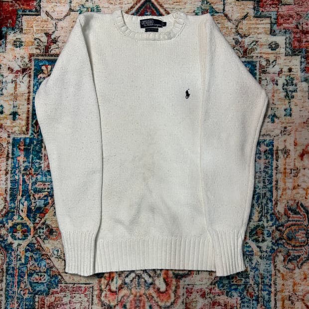 [L] 폴로 랄프로렌 포니 자수로고 니트 화이트