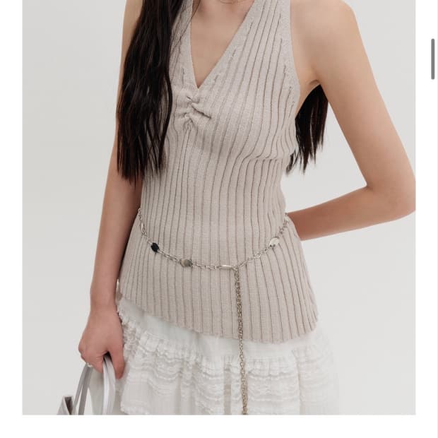 Lookast 룩캐스트 홀터넥 니트 탑(베이지)