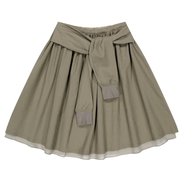 코이세이오 STRAP SHIRRING SKIRT ASH BROWN