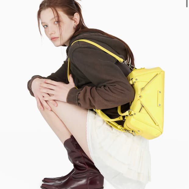 Faux Leather Mini M.O.S Bag, LEMON