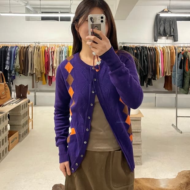 UNITED ARROWS argyle cardigan 아가일 울 가디건