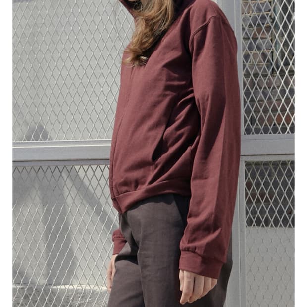 머듈 라운지 후드집입 버건디 1사이즈
