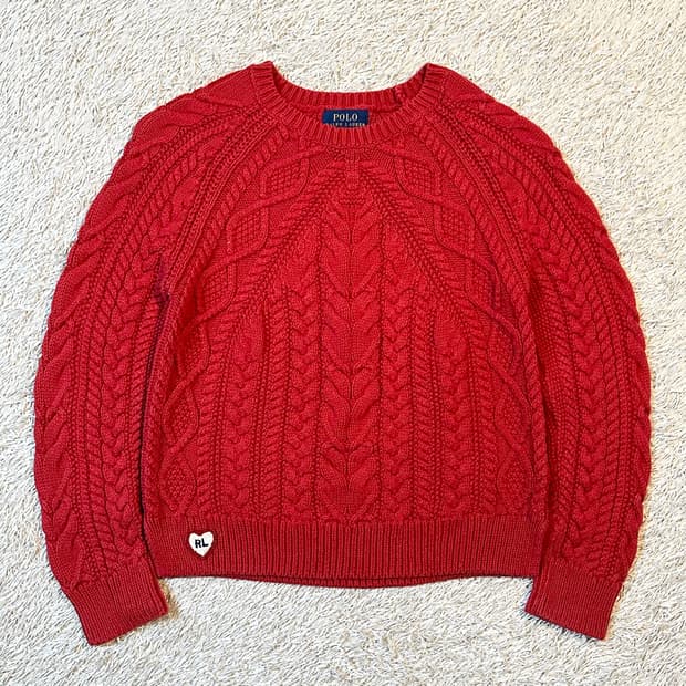 폴로 랄프로렌 신형 RL 하트로고 케이블 코튼 꽈배기 니트
