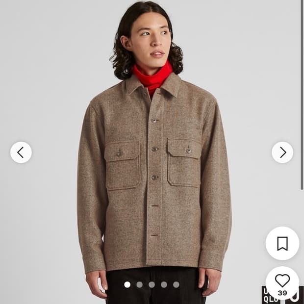 [XL] 유니클로U 플리스 셔츠 자켓 베이지