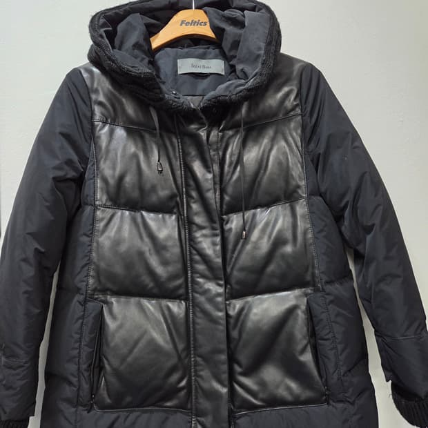 아이잗바바 양가죽 다운 패딩 블랙 후드 점퍼85