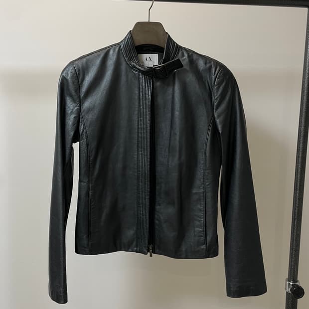 (S) ax 아르마니 익스체인지 미니멀 가죽 자켓