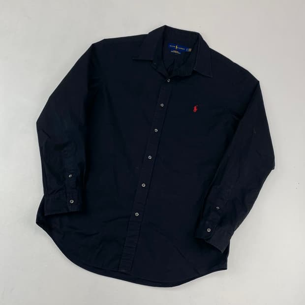 폴로 신형 블랙 미니멀 솔리드 셔츠 (100)