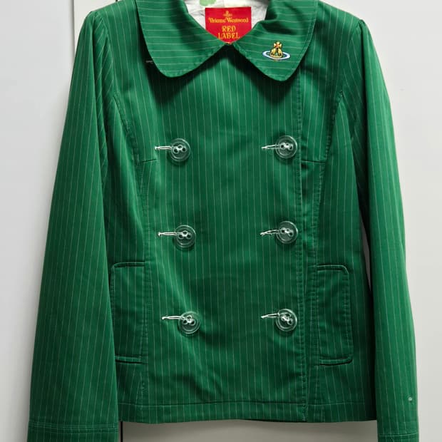 빈티지 비비안웨스트우드 레드라벨 그린 스트라이프 자켓 38사이즈