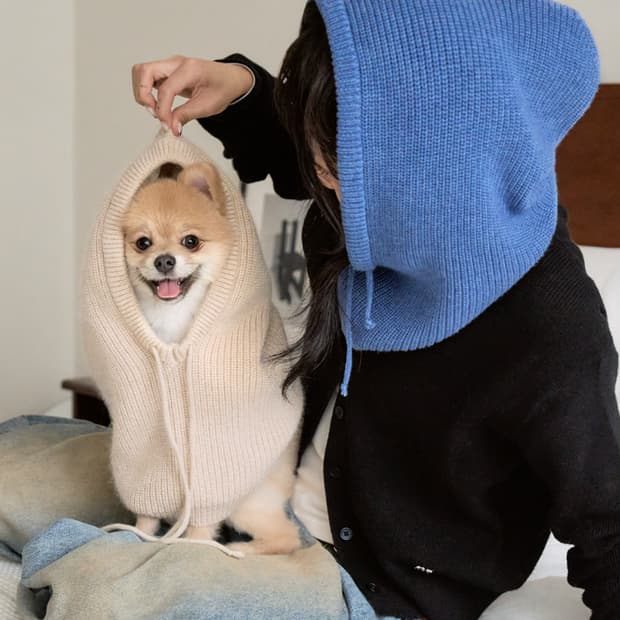 세인트새틴 캐시미어 바라클라바 후드 