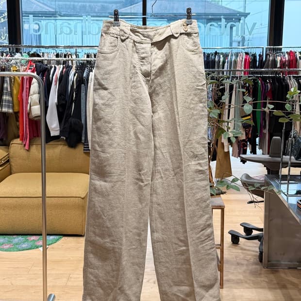 막스마라 위캔드 베이지 린넨 슬랙스 팬츠 