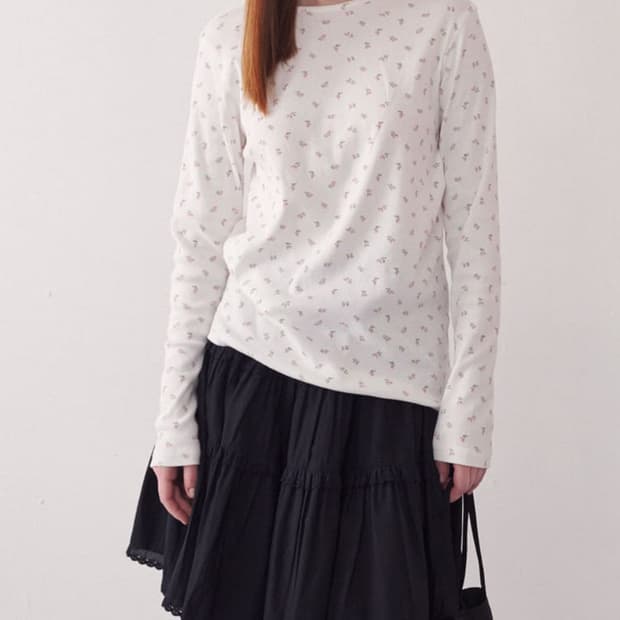 론론 FLORAL LONG SLEEVE IVORY PINK FLOWER