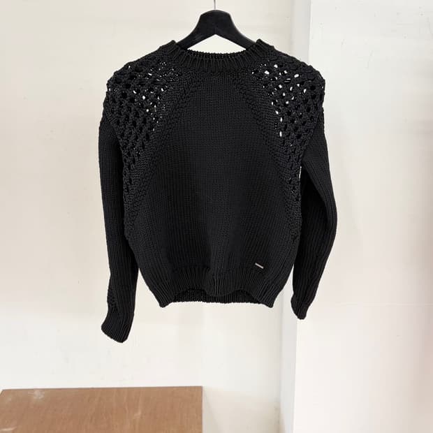 디젤 블랙 크로셰 니트 스웨터 