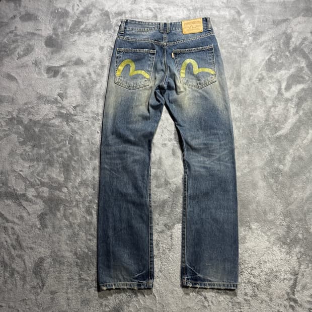 EVISU 에비수 빈티지 스트레이트 워싱 데미지진 30