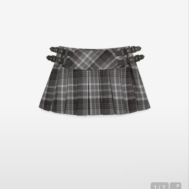 뚜오미오 MINI CHECK PLEATS SKIRT [GREY]